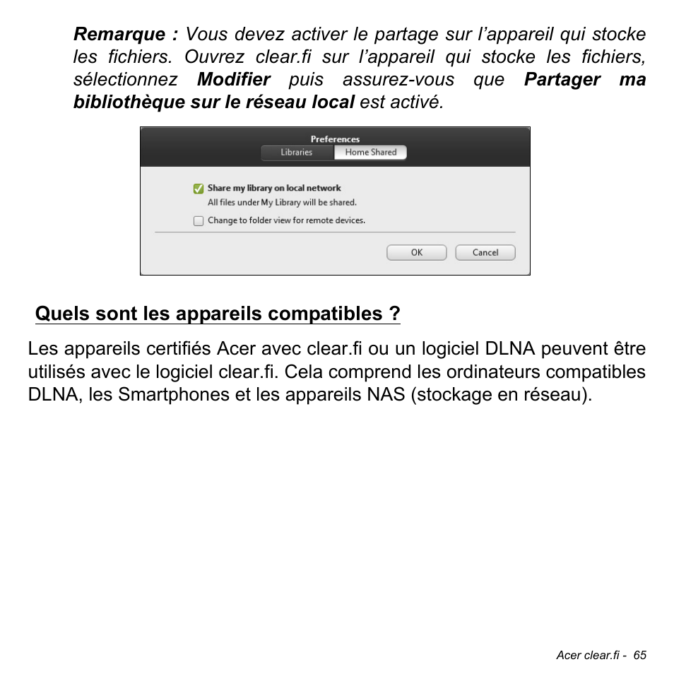 Quels sont les appareils compatibles | Acer W700P User Manual | Page 169 / 3264