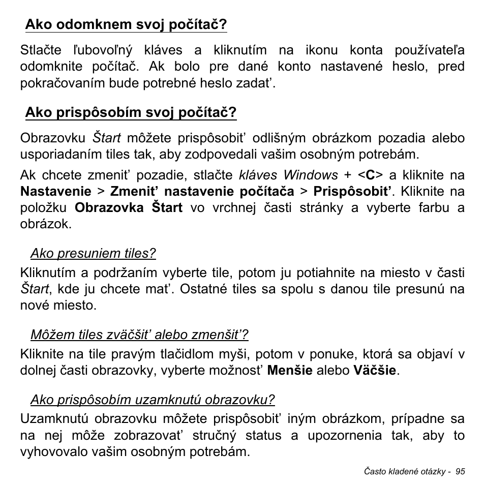 Ako odomknem svoj počítač, Ako prispôsobím svoj počítač | Acer W700P User Manual | Page 1761 / 3264