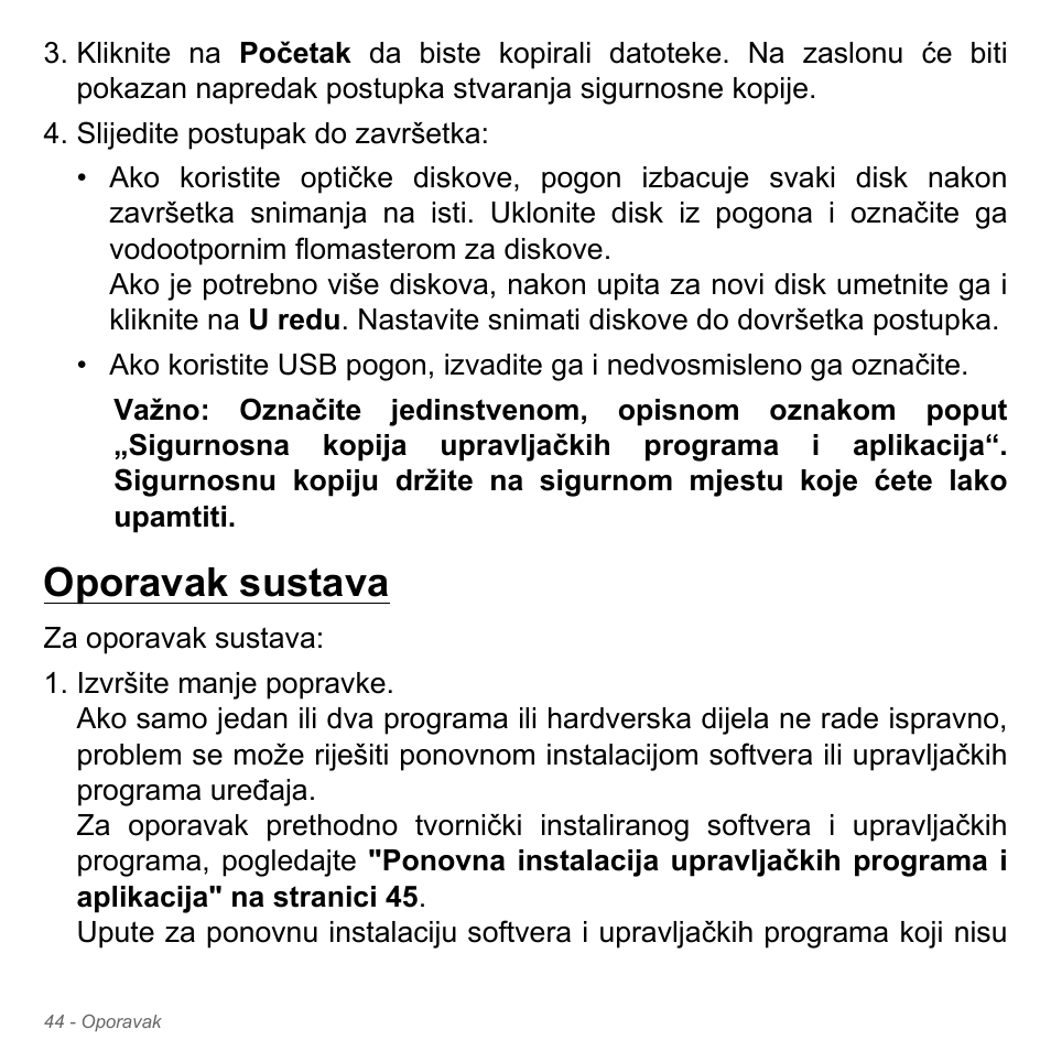 Oporavak sustava | Acer W700P User Manual | Page 1924 / 3264