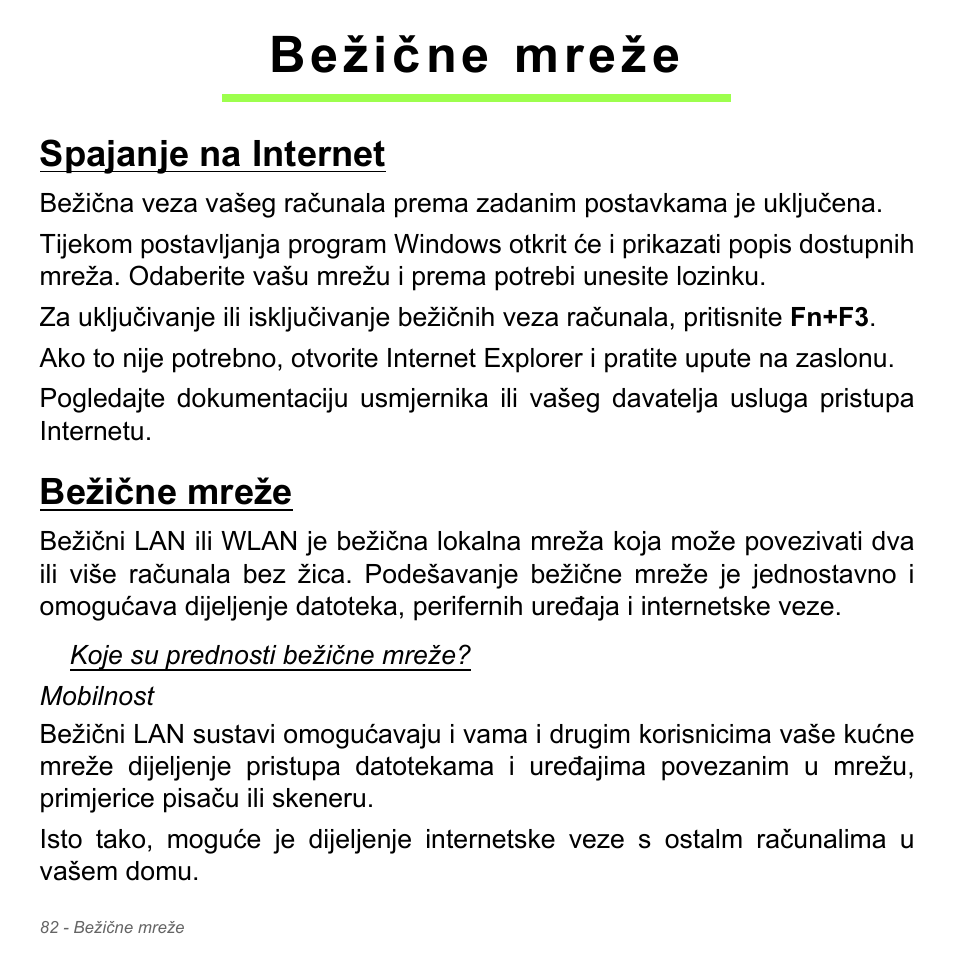 Bežične mreže, Spajanje na internet, Spajanje na internet bežične mreže | Acer W700P User Manual | Page 1962 / 3264