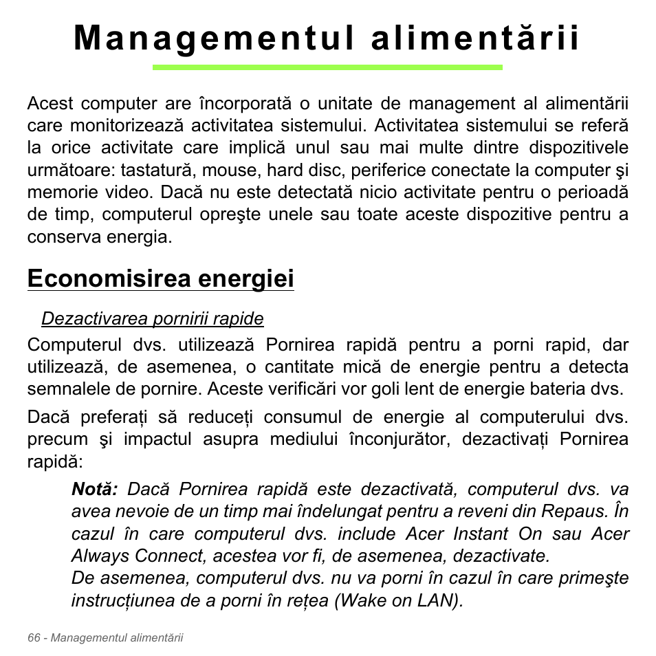 Managementul alimentării, Economisirea energiei | Acer W700P User Manual | Page 2054 / 3264