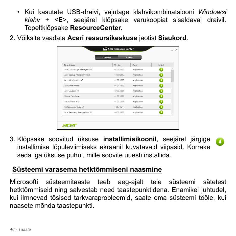 Süsteemi varasema hetktõmmiseni naasmine | Acer W700P User Manual | Page 2268 / 3264