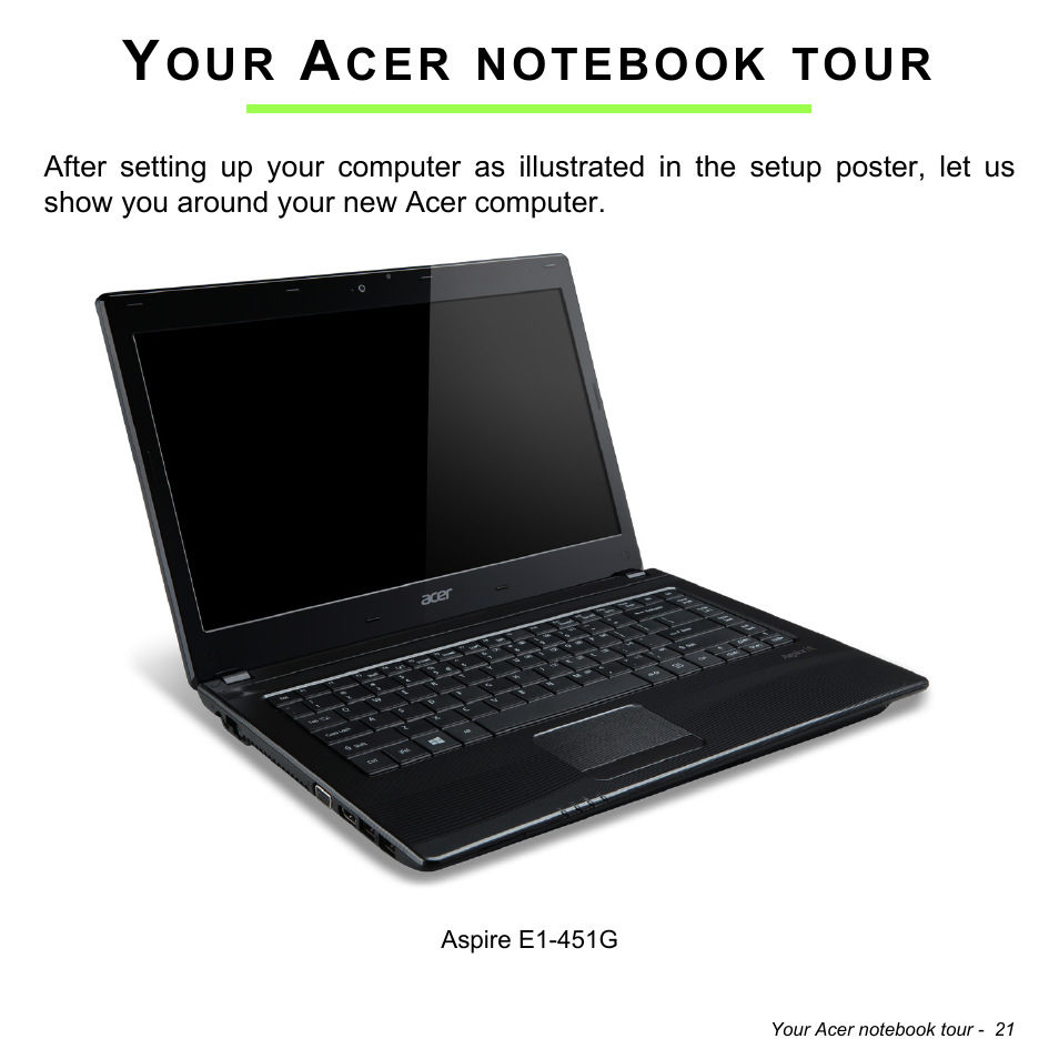 Your acer notebook tour | Acer W700P User Manual | Page 23 / 3264
