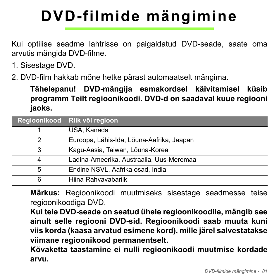 Dvd-filmide mängimine | Acer W700P User Manual | Page 2303 / 3264