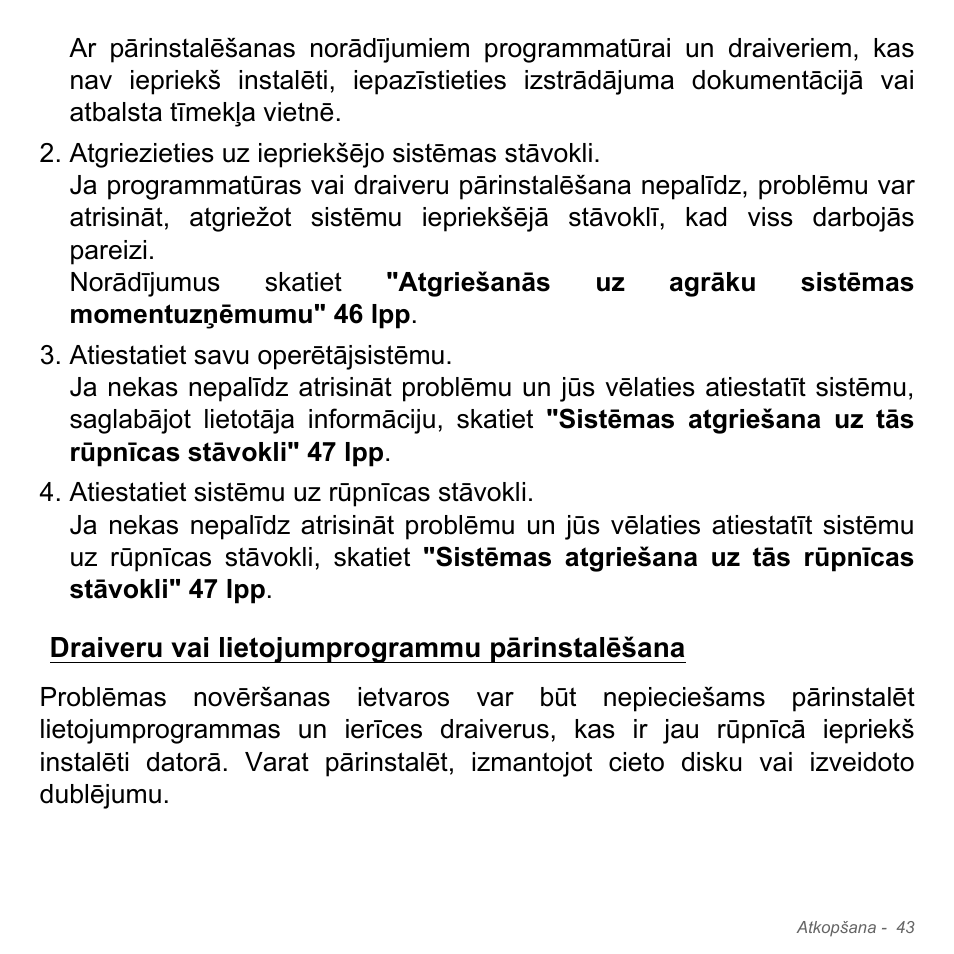 Draiveru vai lietojumprogrammu pārinstalēšana | Acer W700P User Manual | Page 2369 / 3264