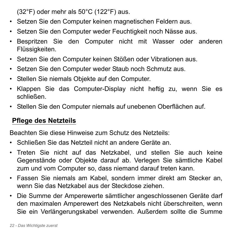 Pflege des netzteils | Acer W700P User Manual | Page 240 / 3264