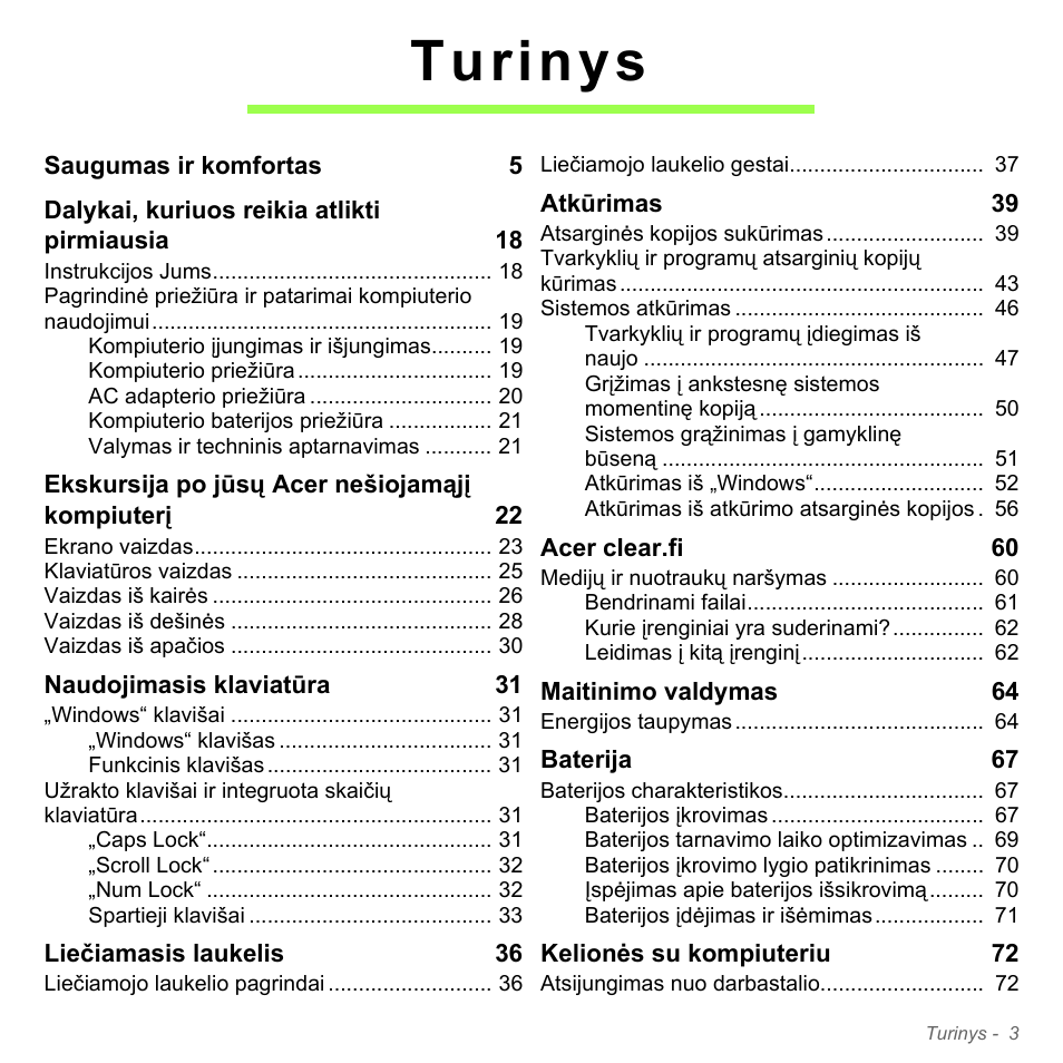 Turinys | Acer W700P User Manual | Page 2433 / 3264