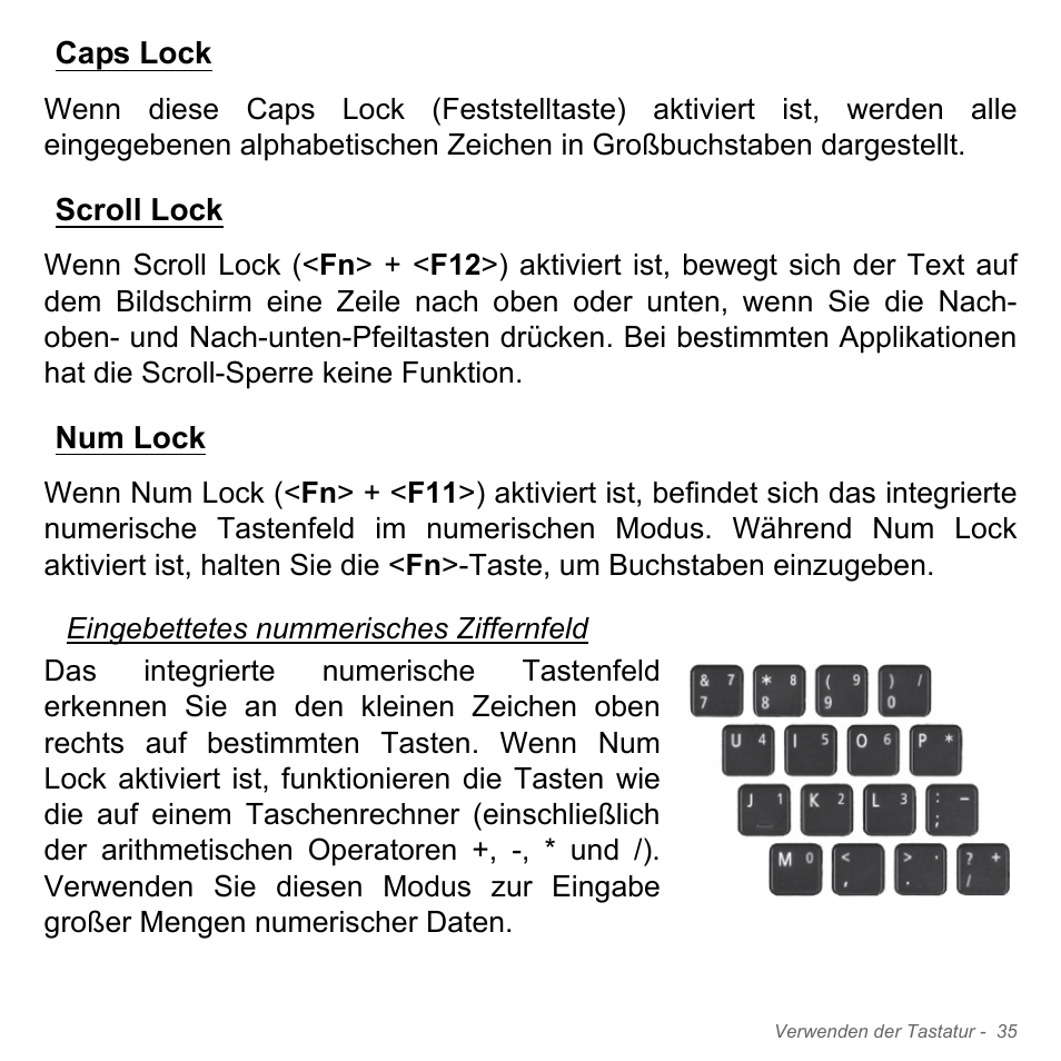 Caps lock, Scroll lock, Num lock | Caps lock scroll lock num lock | Acer W700P User Manual | Page 253 / 3264