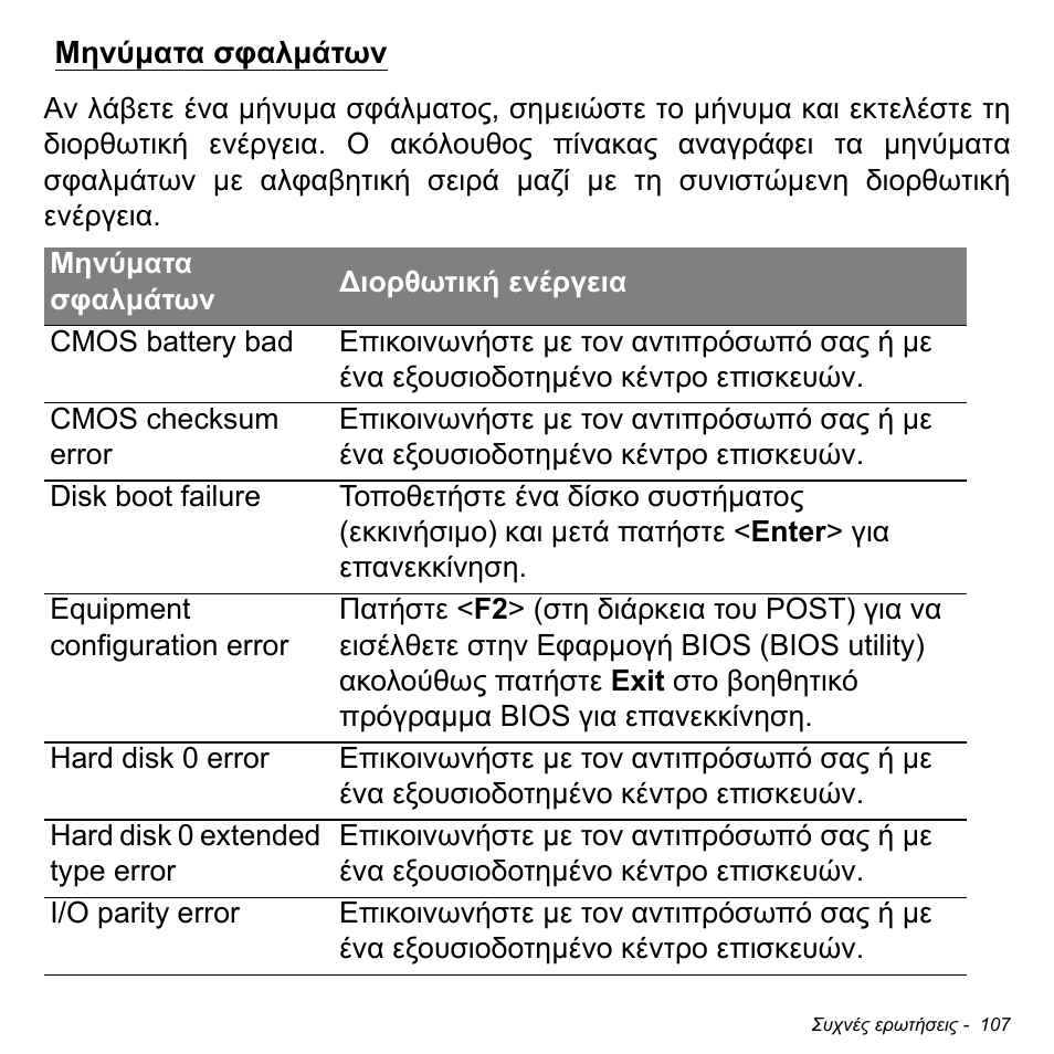 Μηνύματα σφαλμάτων, Μηνύµατα σφαλµάτων | Acer W700P User Manual | Page 2645 / 3264