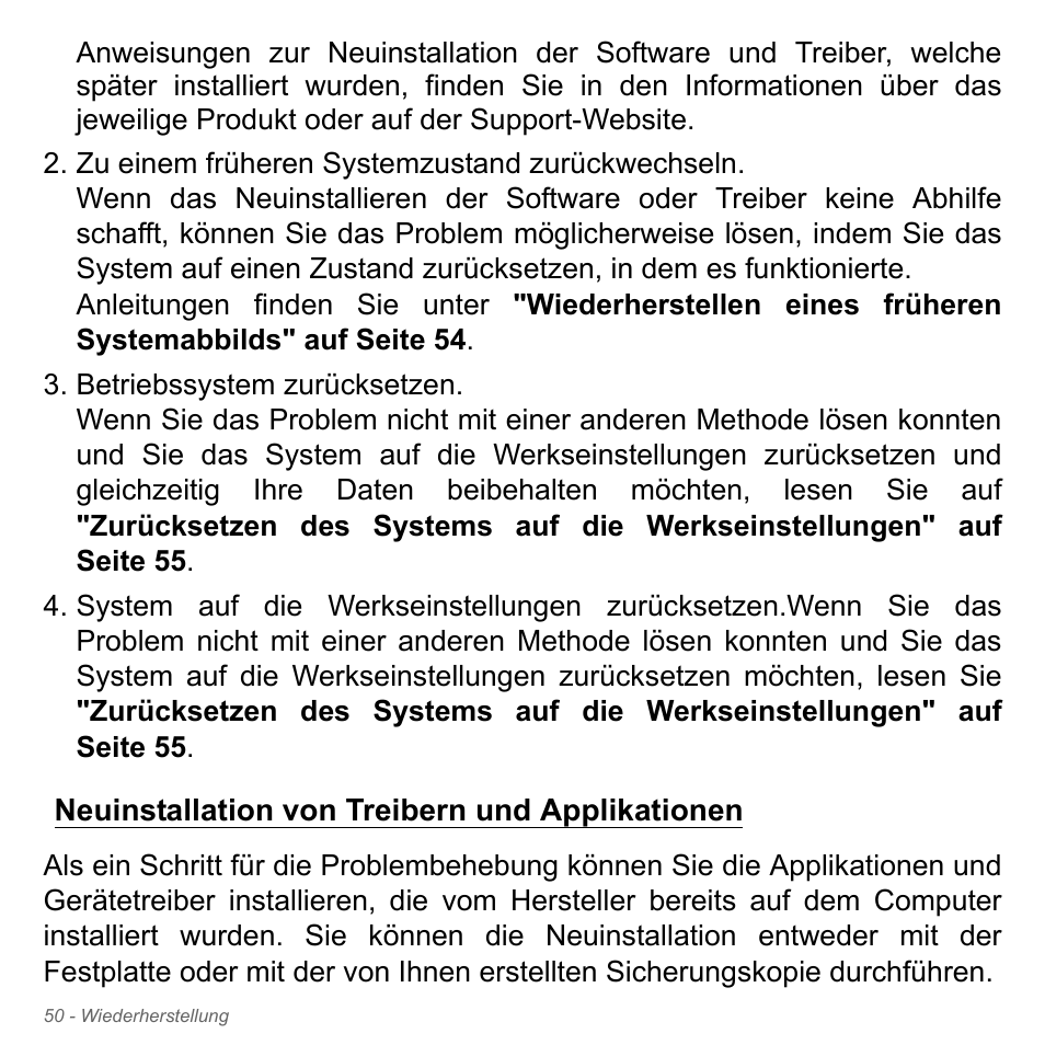 Neuinstallation von treibern und applikationen | Acer W700P User Manual | Page 268 / 3264