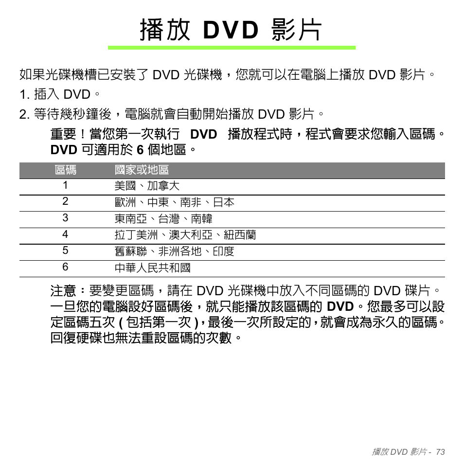 播放 dvd 影片, Dvd 影片, 播 放 dvd 影片 | Acer W700P User Manual | Page 2939 / 3264