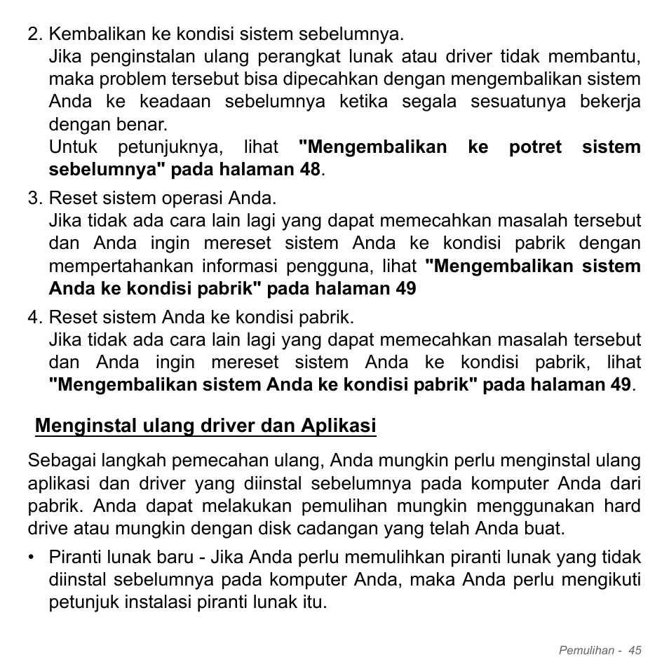 Menginstal ulang driver dan aplikasi | Acer W700P User Manual | Page 3097 / 3264