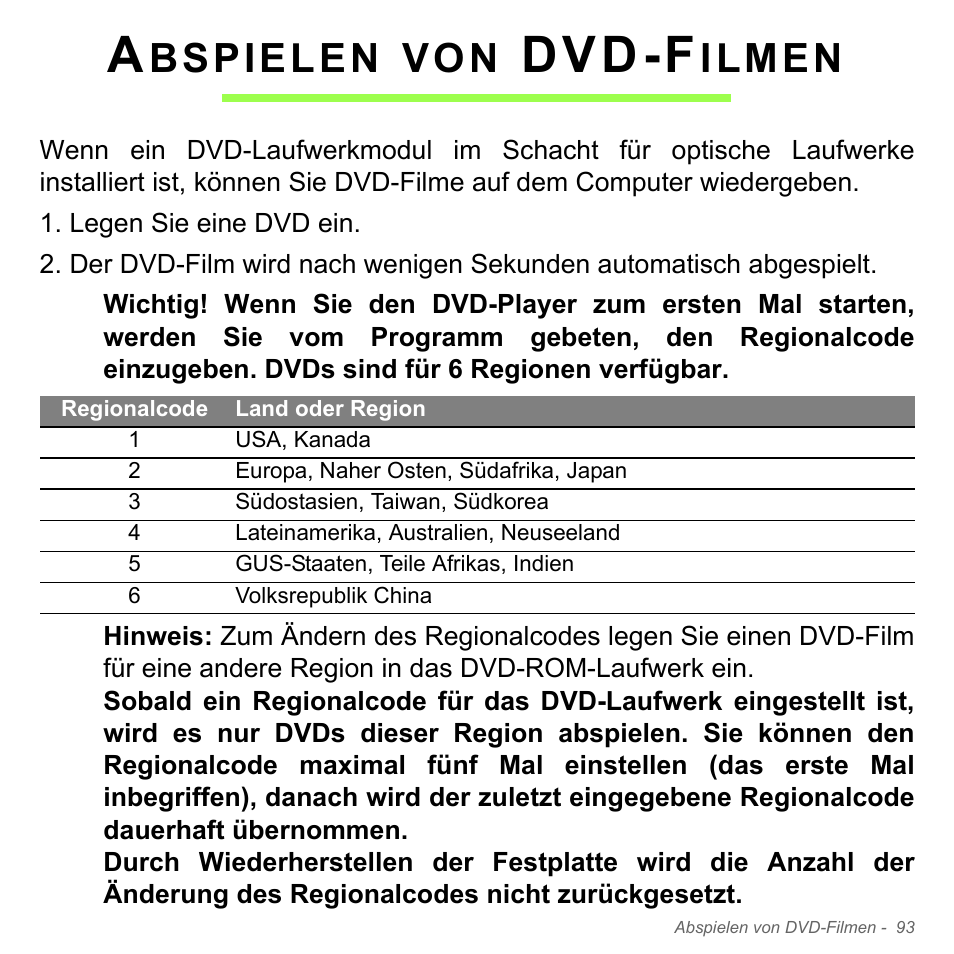 Abspielen von dvd-filmen, Dvd-f, Bspielen | Ilmen | Acer W700P User Manual | Page 311 / 3264