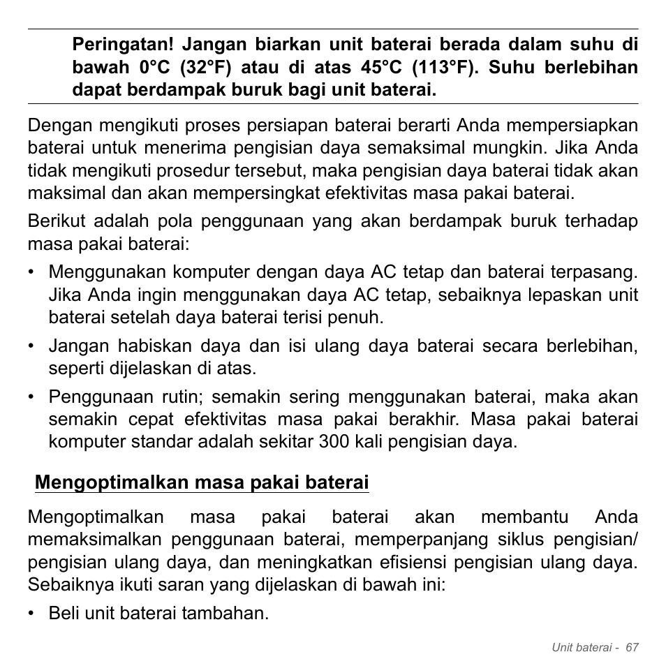 Mengoptimalkan masa pakai baterai | Acer W700P User Manual | Page 3119 / 3264