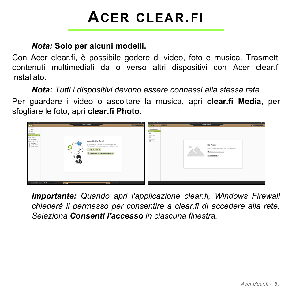 Acer clear.fi, Clear | Acer W700P User Manual | Page 397 / 3264