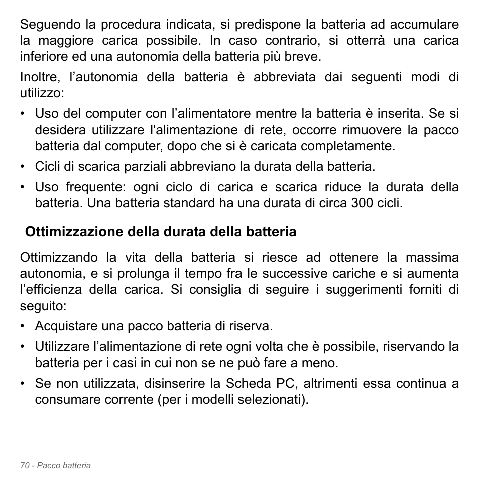 Ottimizzazione della durata della batteria | Acer W700P User Manual | Page 406 / 3264