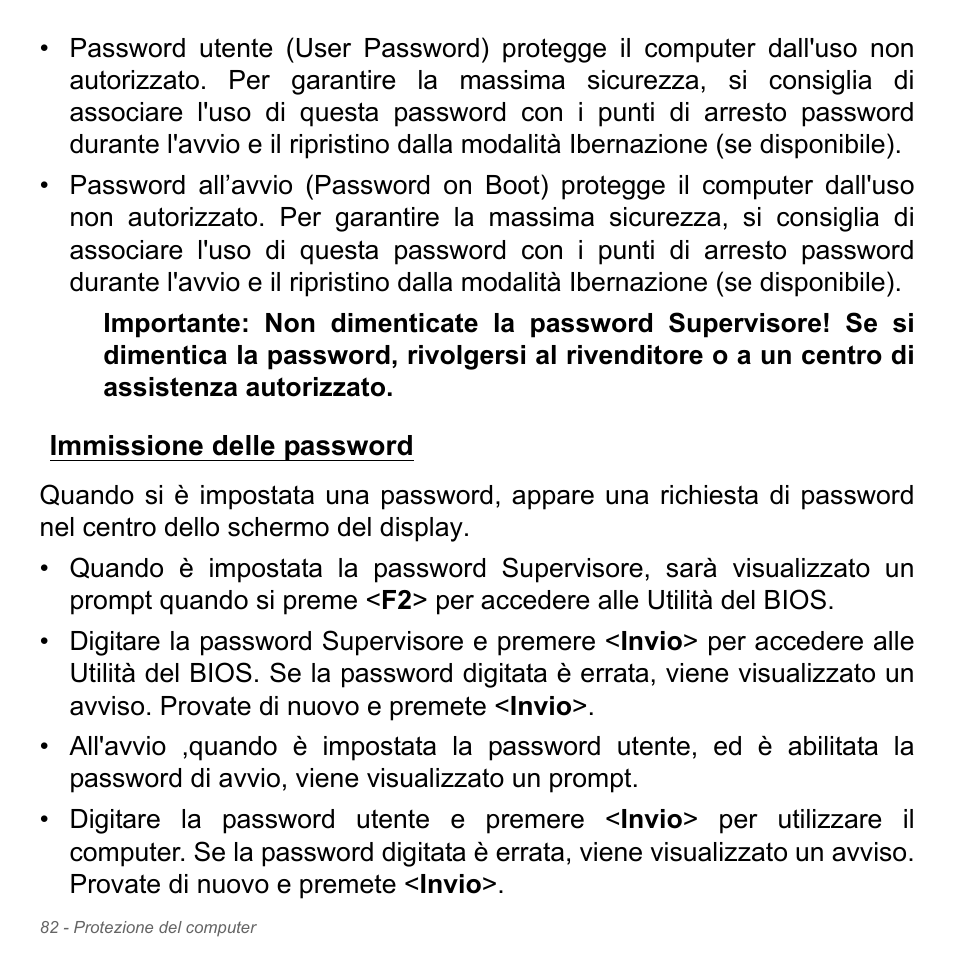 Immissione delle password | Acer W700P User Manual | Page 418 / 3264