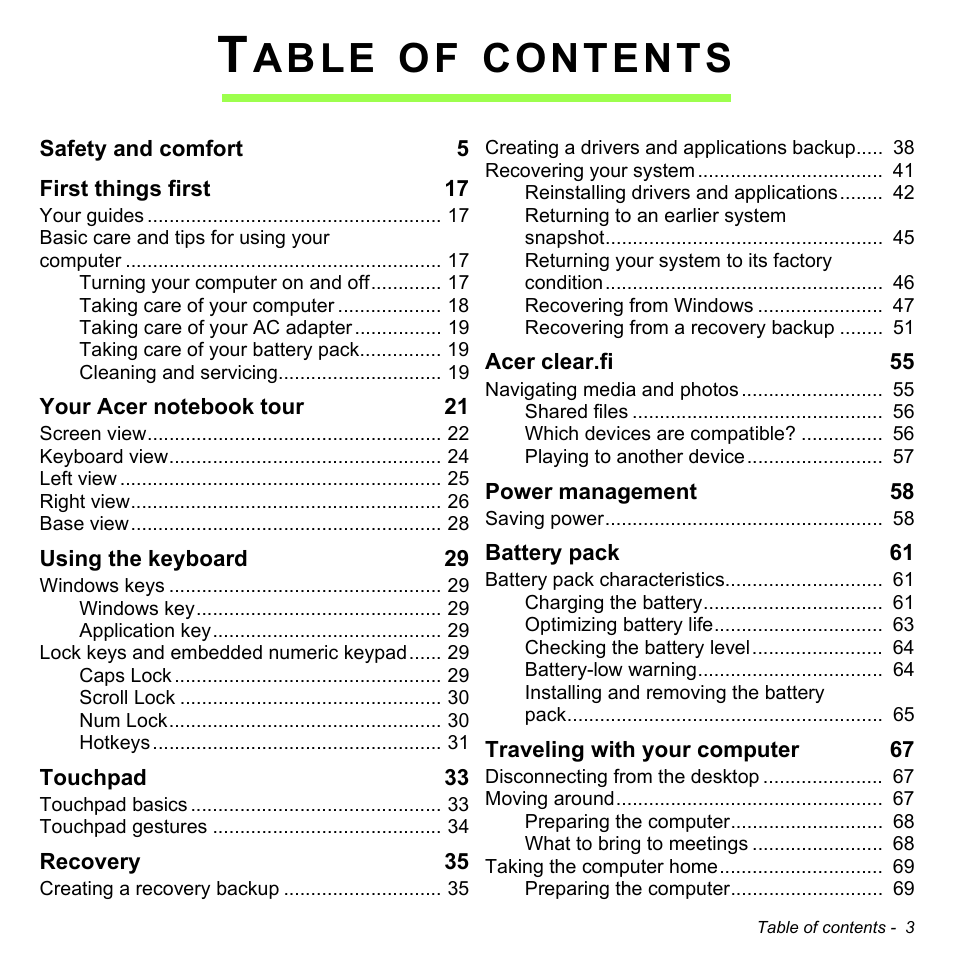 Acer W700P User Manual | Page 5 / 3264