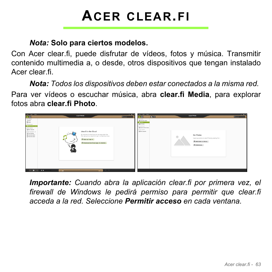 Acer clear.fi, Clear | Acer W700P User Manual | Page 511 / 3264