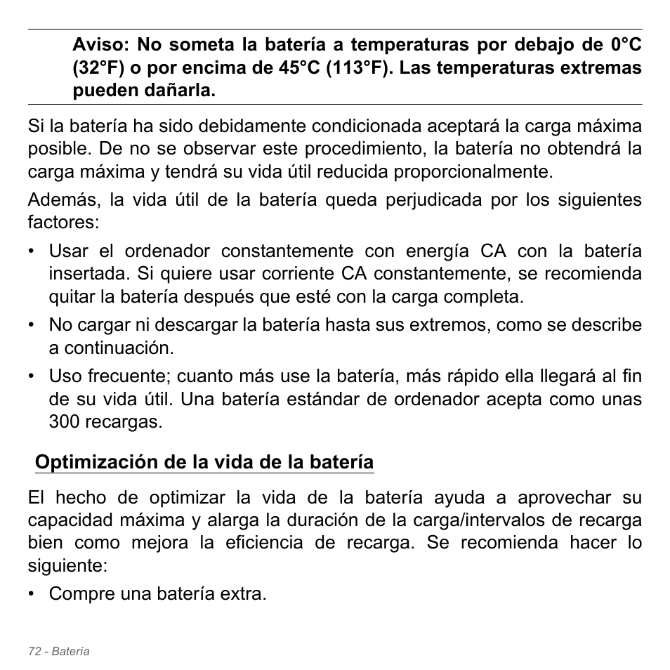 Optimización de la vida de la batería | Acer W700P User Manual | Page 520 / 3264