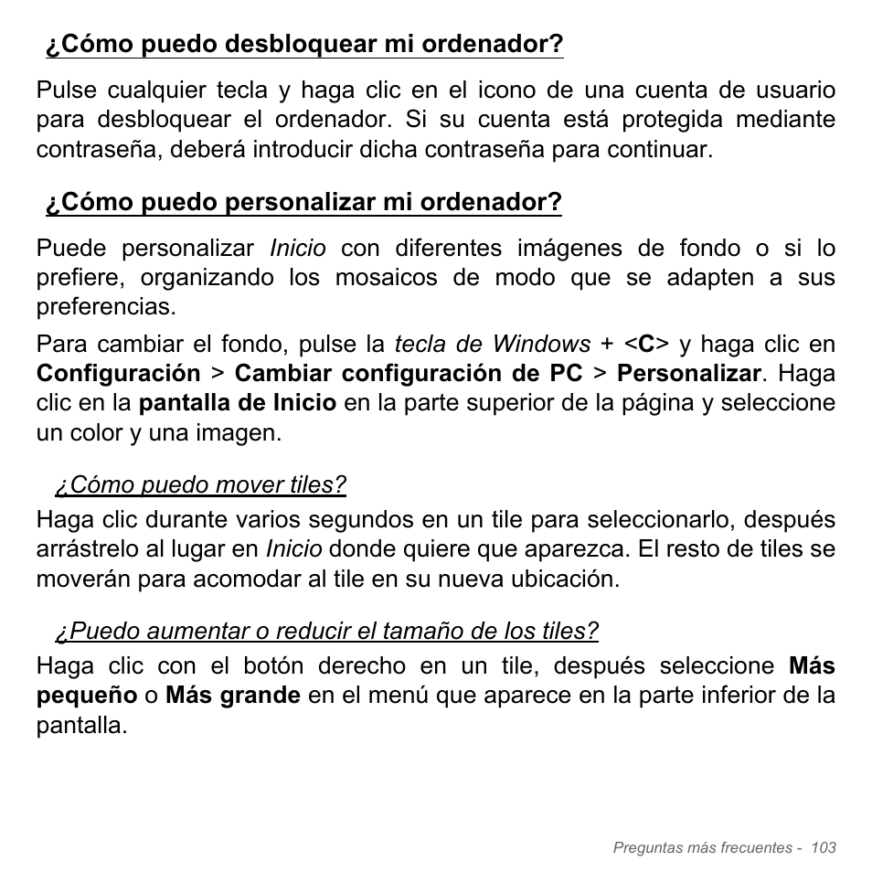 Cómo puedo desbloquear mi ordenador, Cómo puedo personalizar mi ordenador | Acer W700P User Manual | Page 551 / 3264