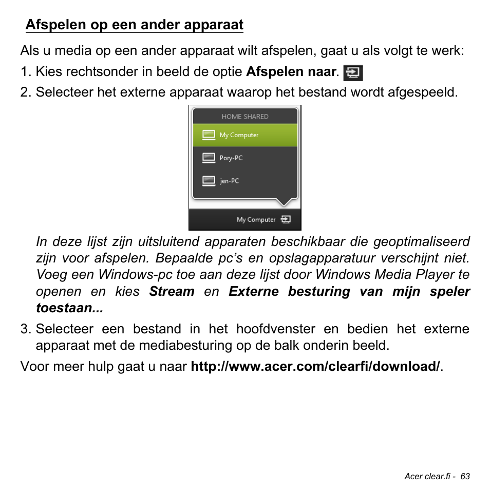 Afspelen op een ander apparaat | Acer W700P User Manual | Page 737 / 3264