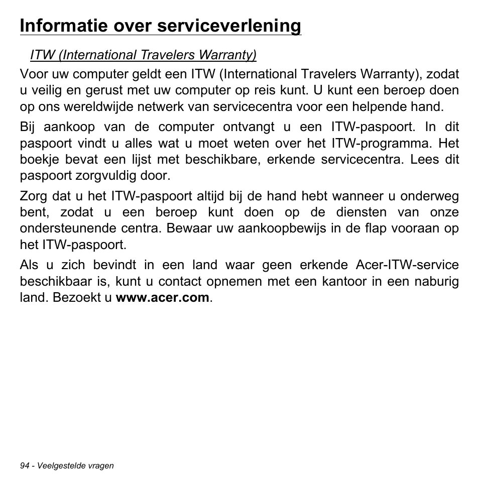 Informatie over serviceverlening | Acer W700P User Manual | Page 768 / 3264