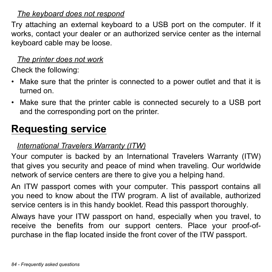 Requesting service | Acer W700P User Manual | Page 86 / 3264