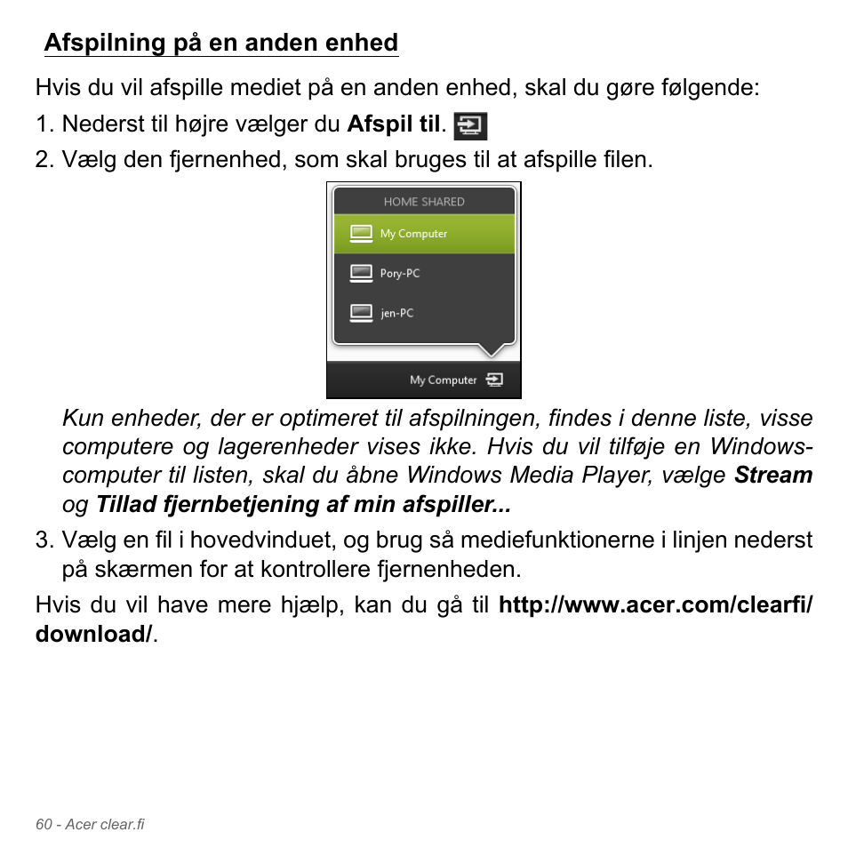 Afspilning på en anden enhed | Acer W700P User Manual | Page 950 / 3264