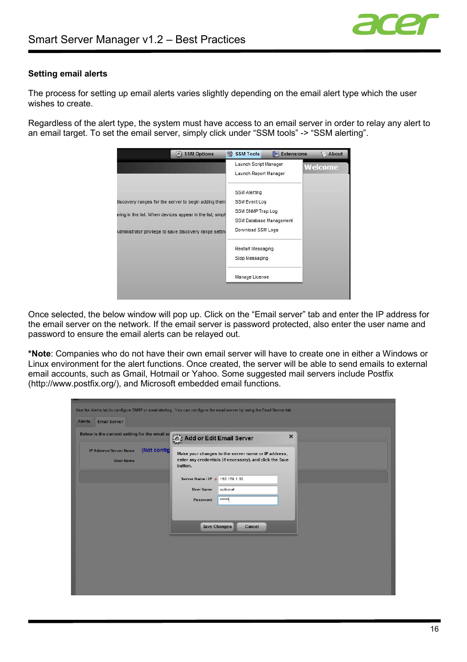 Smart server manager v1.2 – best practices | Acer Veriton P530 F2 User Manual | Page 16 / 37