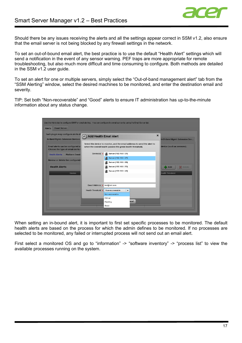 Smart server manager v1.2 – best practices | Acer Veriton P530 F2 User Manual | Page 17 / 37