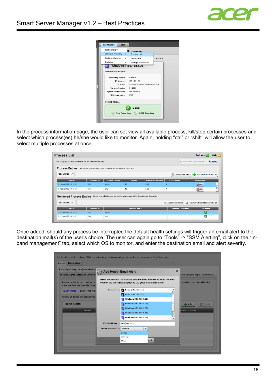 Smart server manager v1.2 – best practices | Acer Veriton P530 F2 User Manual | Page 18 / 37