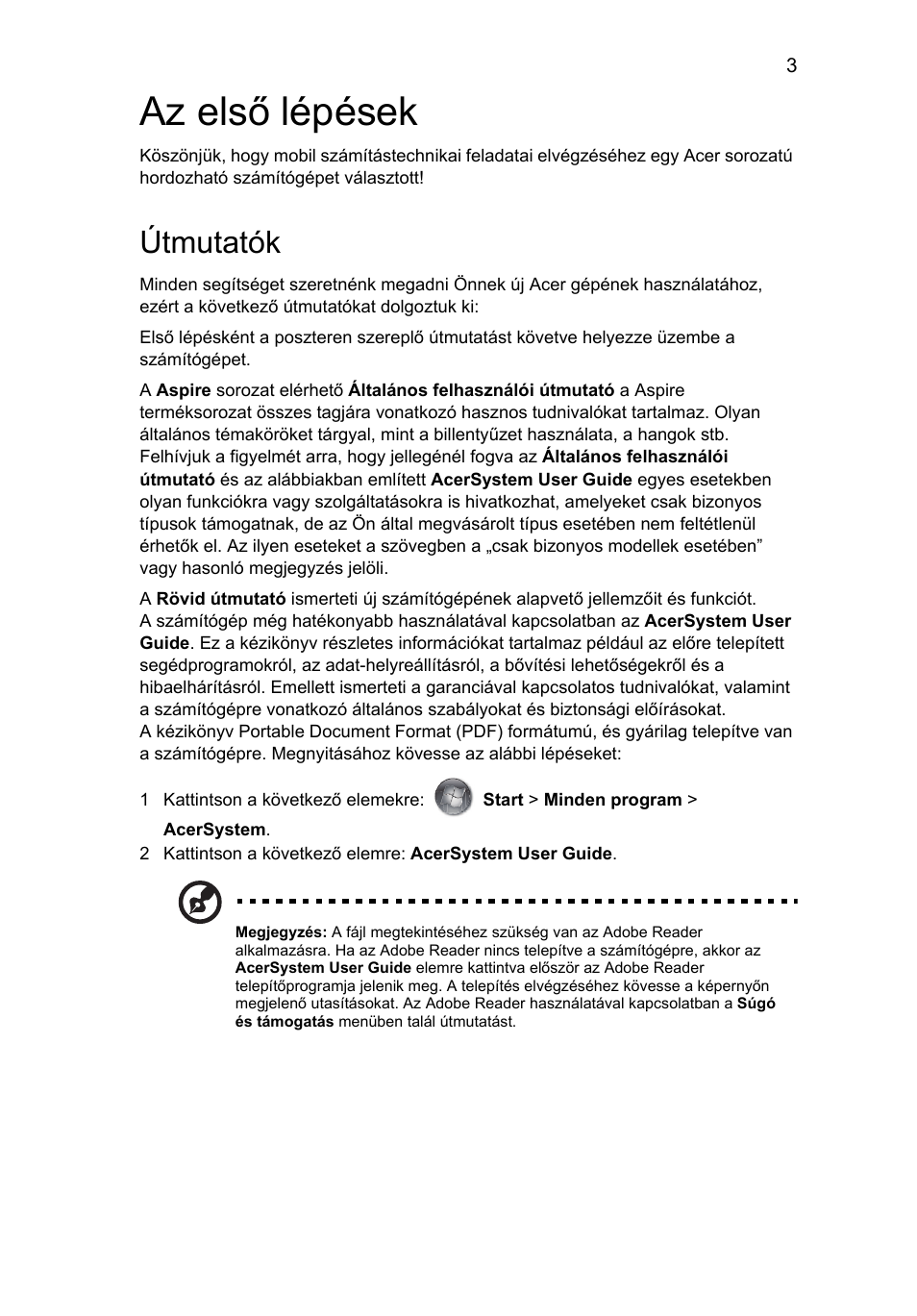 Az első lépések, Útmutatók | Acer Aspire 3820ZG User Manual | Page 137 / 313