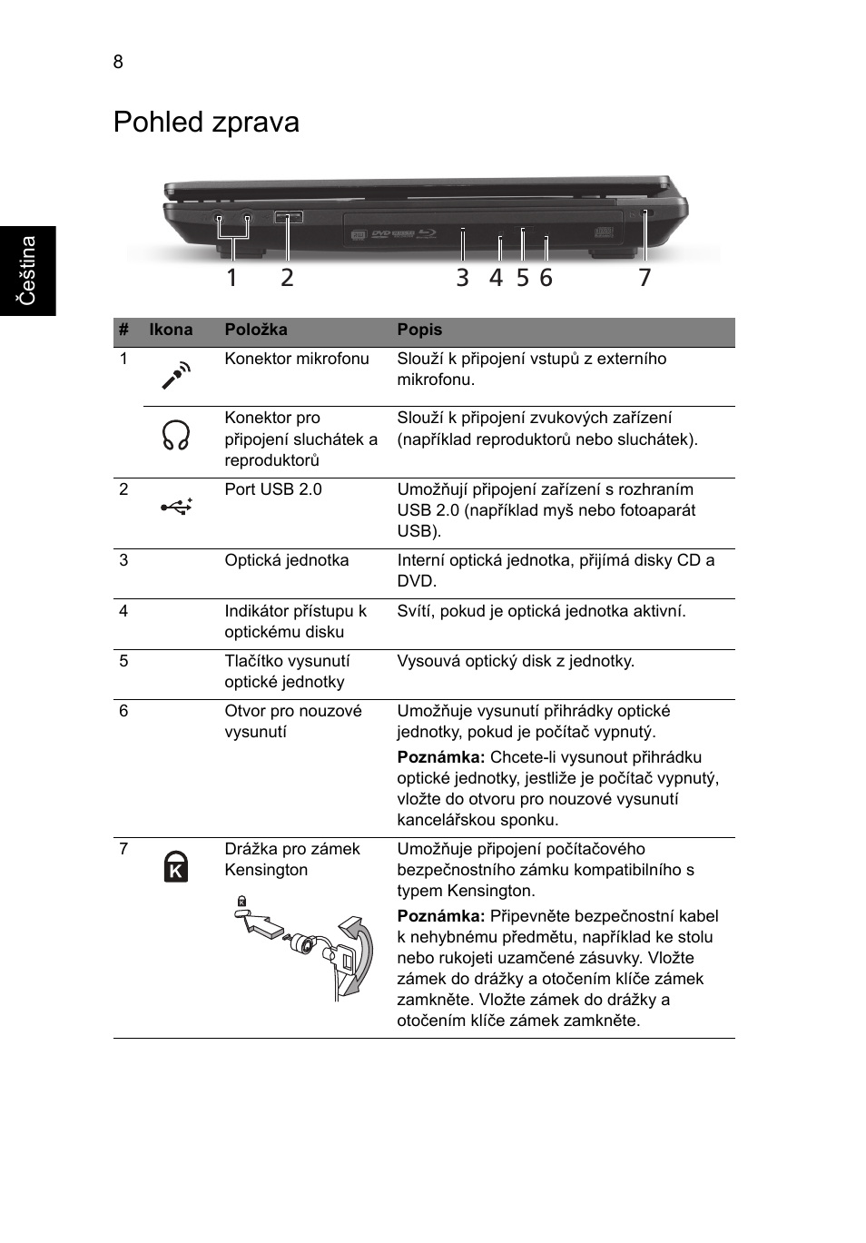 Pohled zprava | Acer TravelMate 4750ZG User Manual | Page 154 / 315