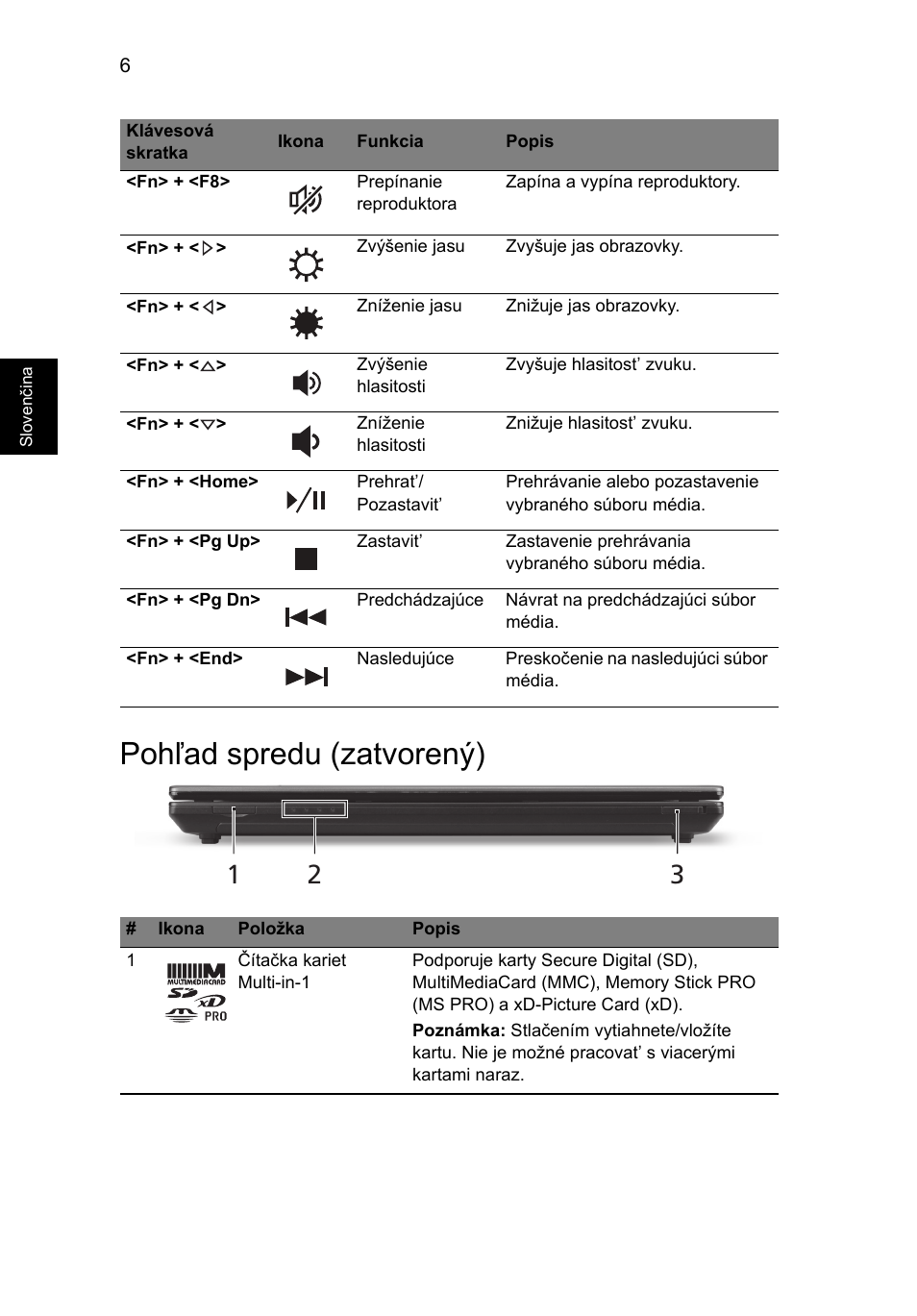 Pohľad spredu (zatvorený) | Acer TravelMate 4750ZG User Manual | Page 162 / 315