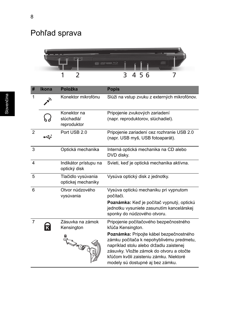 Pohľad sprava | Acer TravelMate 4750ZG User Manual | Page 164 / 315