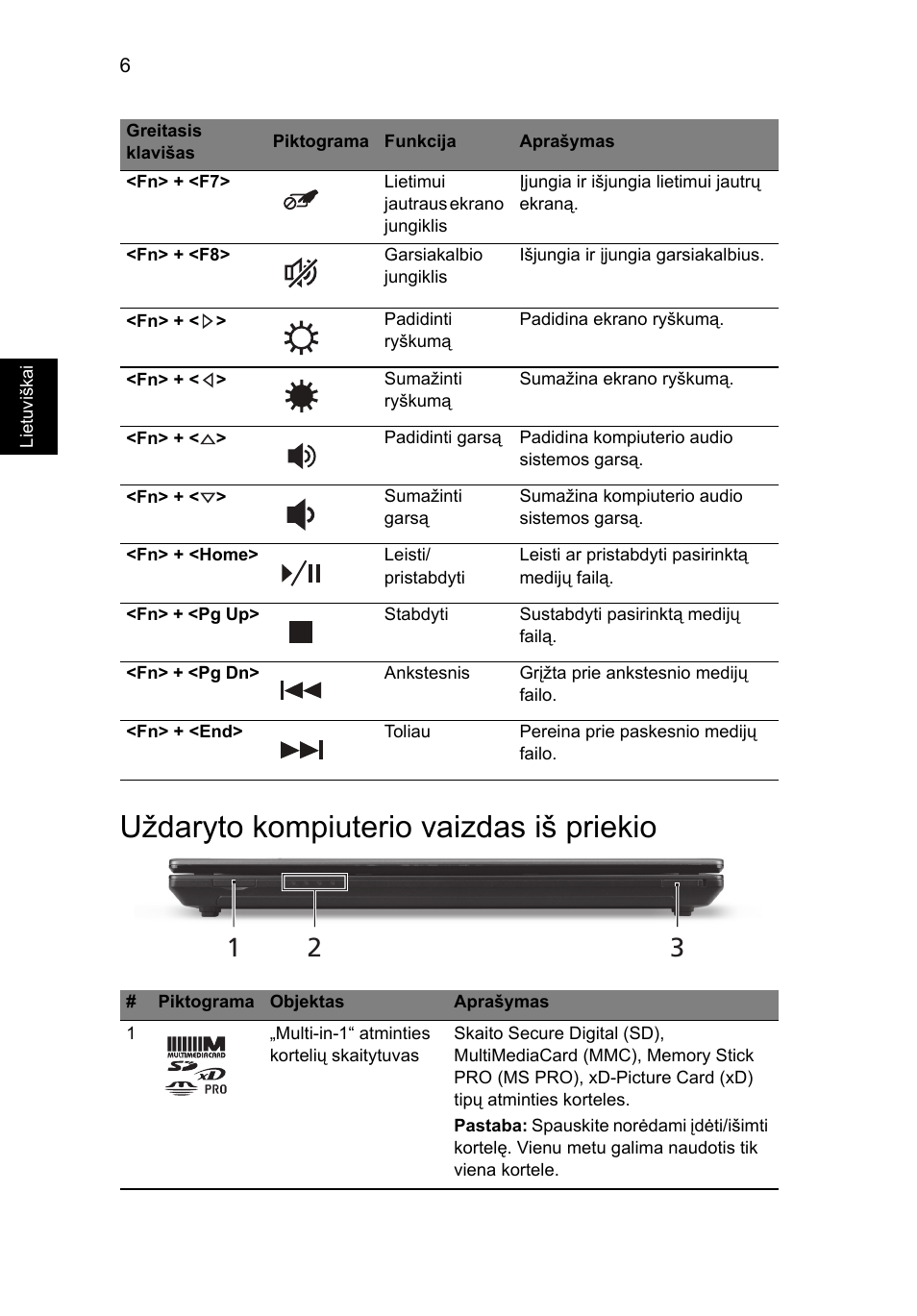 Uždaryto kompiuterio vaizdas iš priekio | Acer TravelMate 4750ZG User Manual | Page 232 / 315