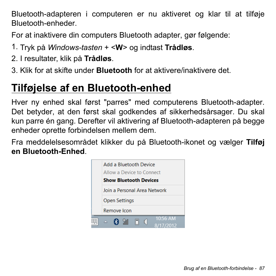 Tilføjelse af en bluetooth-enhed | Acer Aspire S3-391 User Manual | Page 1057 / 3554