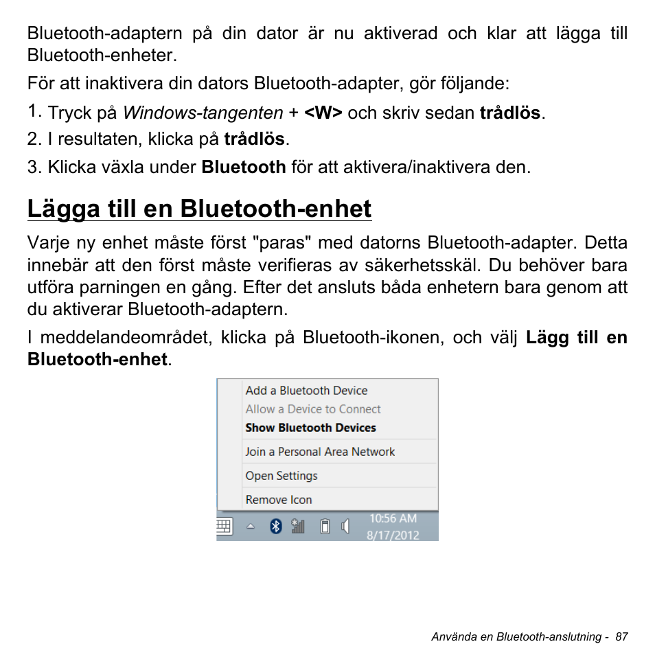 Lägga till en bluetooth-enhet | Acer Aspire S3-391 User Manual | Page 1171 / 3554