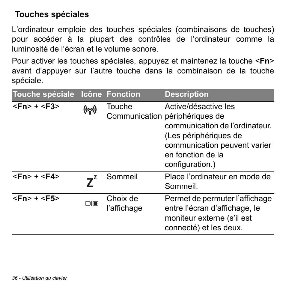 Touches spéciales | Acer Aspire S3-391 User Manual | Page 149 / 3554