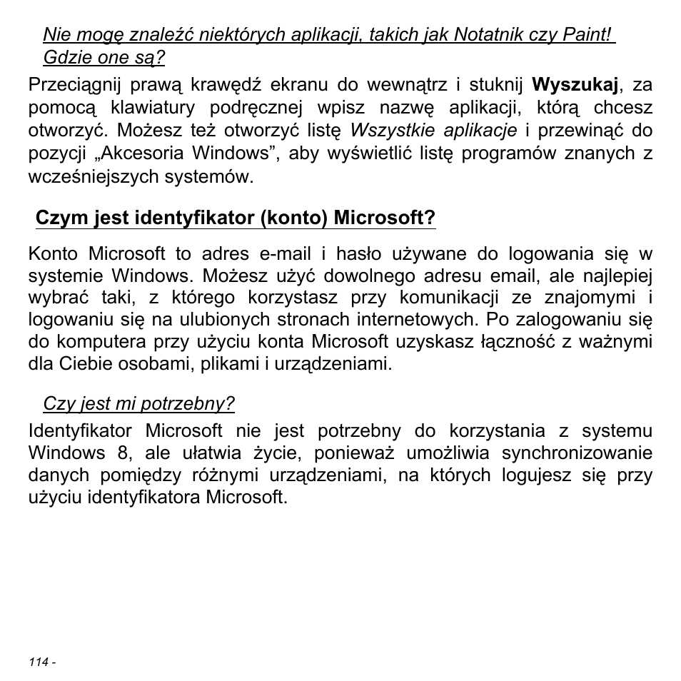 Czym jest identyfikator (konto) microsoft | Acer Aspire S3-391 User Manual | Page 1558 / 3554