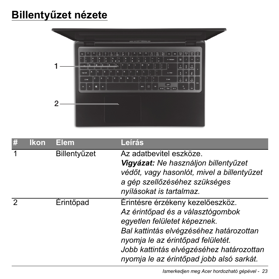 Billentyűzet nézete | Acer Aspire S3-391 User Manual | Page 1594 / 3554