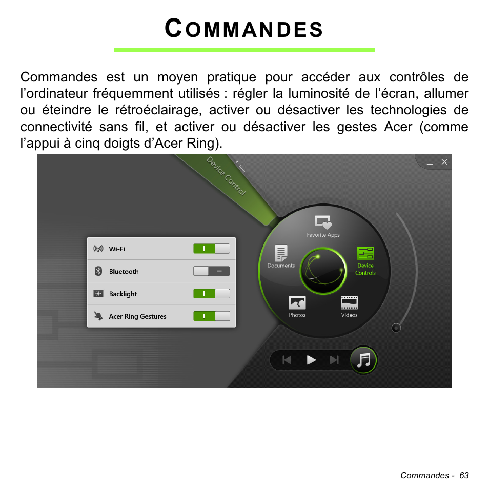 Commandes, Ommandes | Acer Aspire S3-391 User Manual | Page 176 / 3554