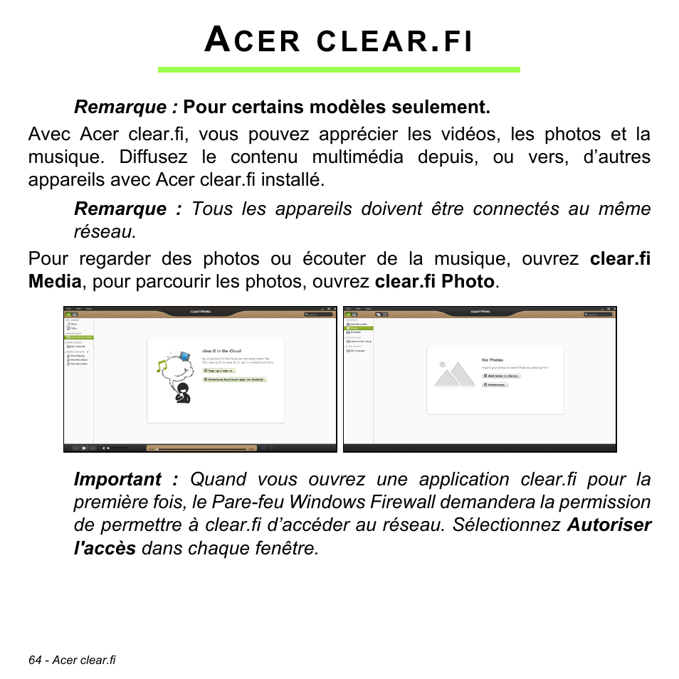 Acer clear.fi, Clear | Acer Aspire S3-391 User Manual | Page 177 / 3554