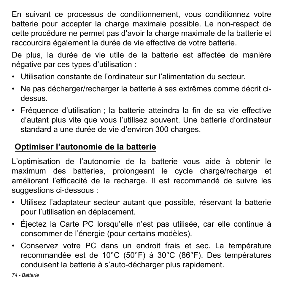 Optimiser l’autonomie de la batterie | Acer Aspire S3-391 User Manual | Page 187 / 3554