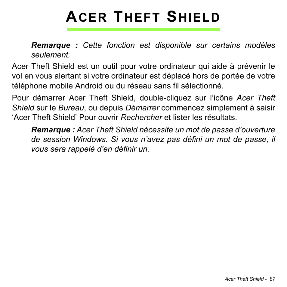 Acer theft shield, Heft, Hield | Acer Aspire S3-391 User Manual | Page 200 / 3554