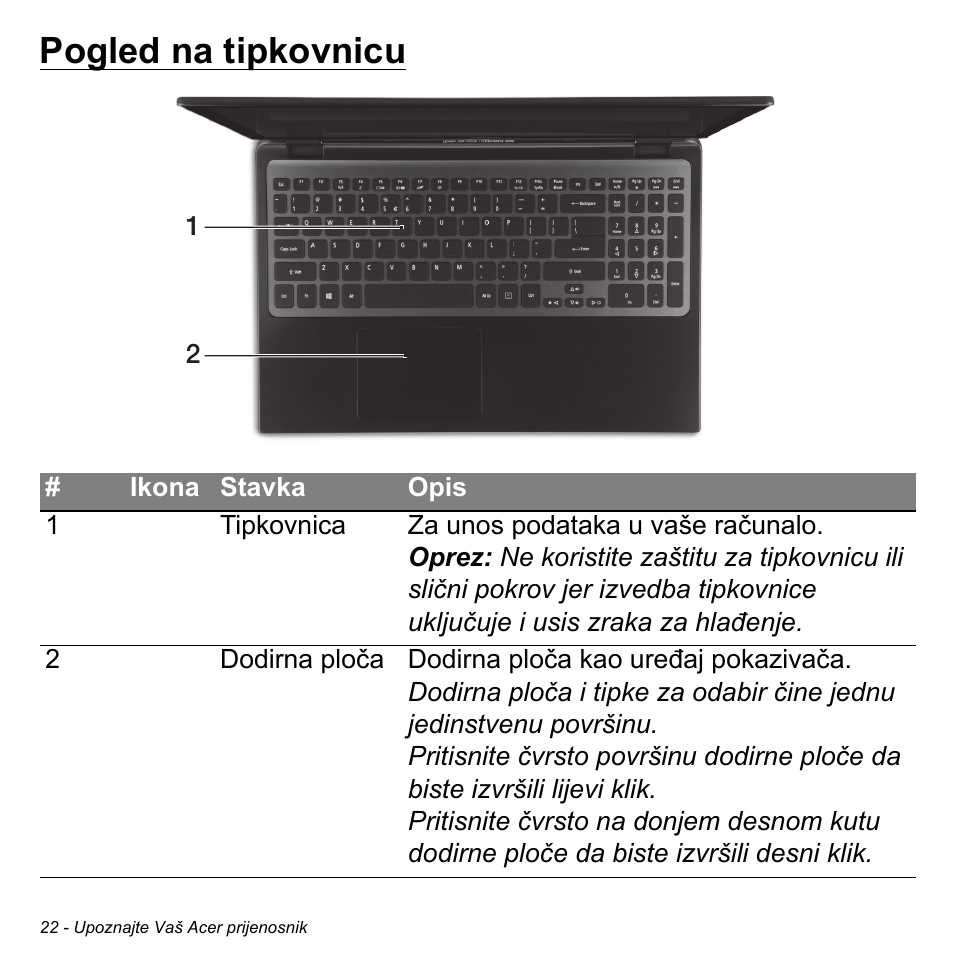 Pogled na tipkovnicu | Acer Aspire S3-391 User Manual | Page 2064 / 3554