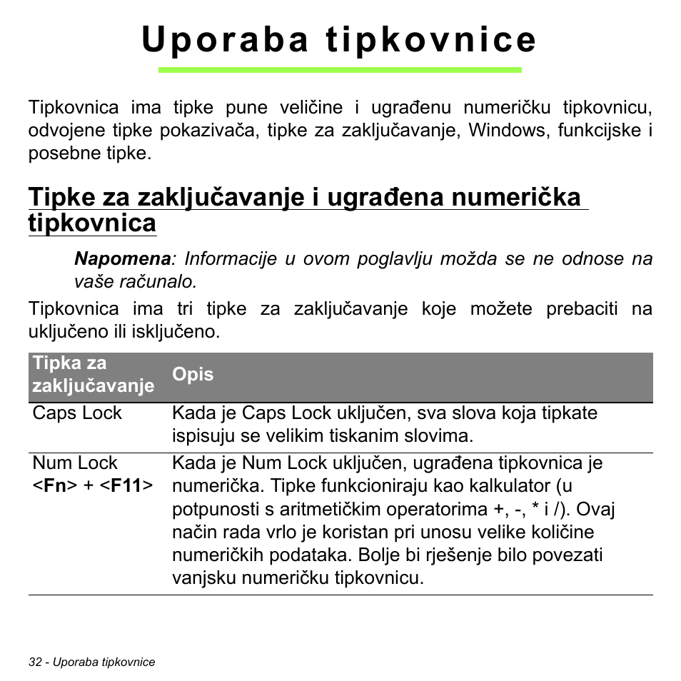 Uporaba tipkovnice | Acer Aspire S3-391 User Manual | Page 2074 / 3554