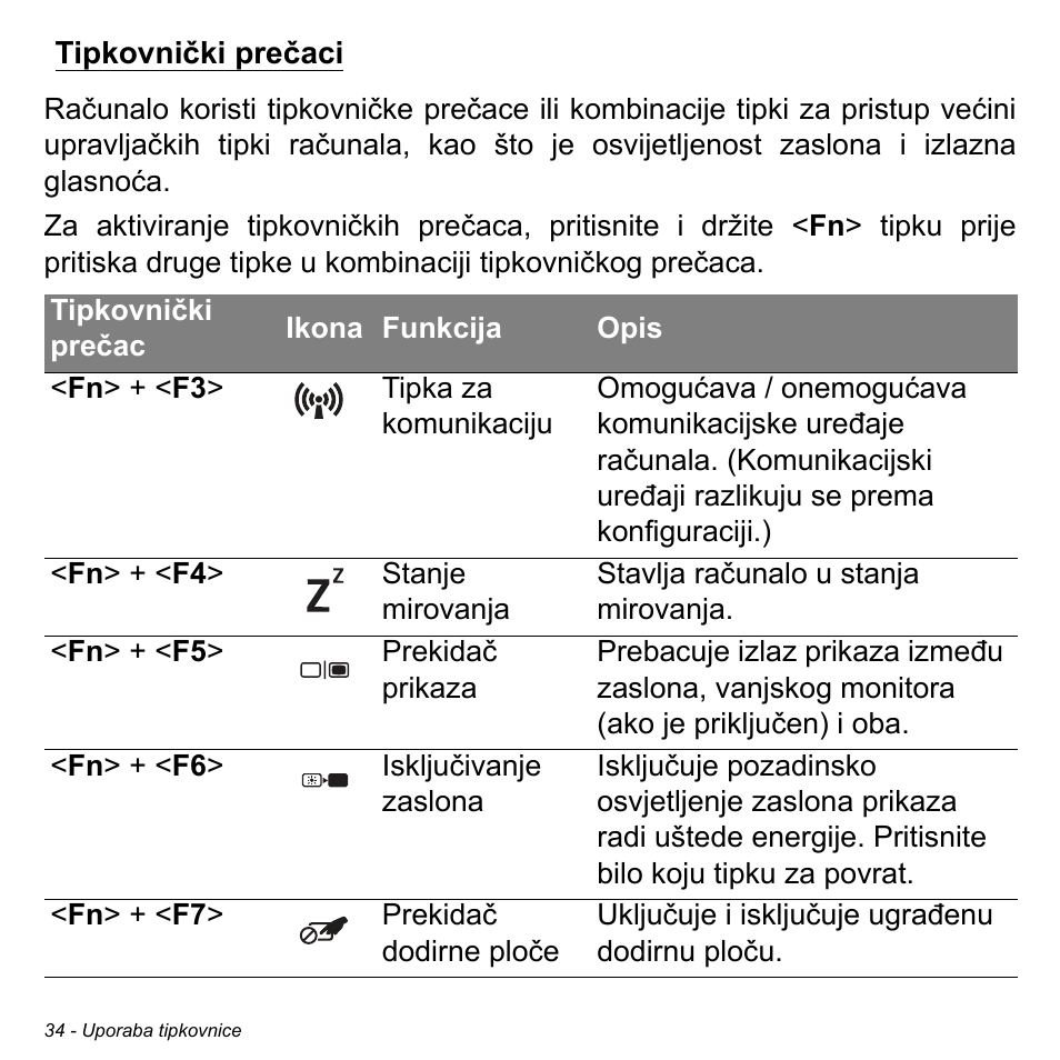 Tipkovnički prečaci | Acer Aspire S3-391 User Manual | Page 2076 / 3554