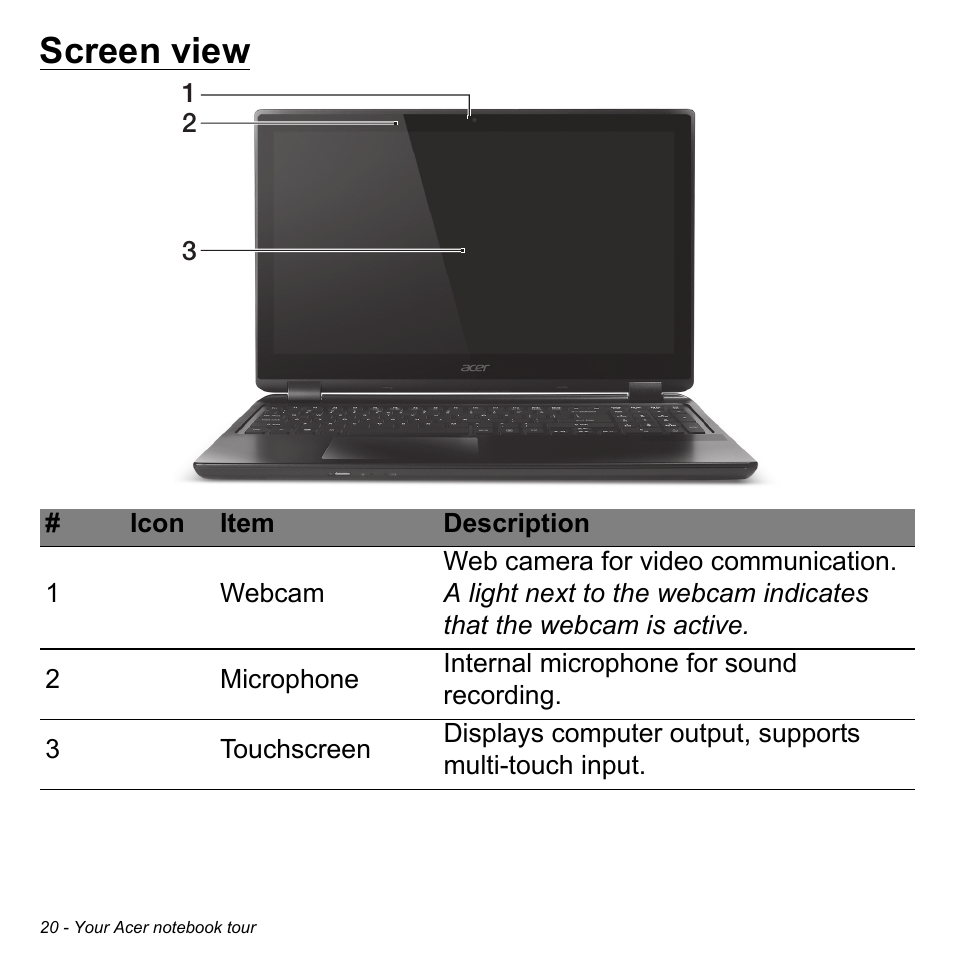 Screen view | Acer Aspire S3-391 User Manual | Page 21 / 3554
